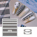 Marble Blue Nail Art Stickers Golden Wave Line Kit Set Marble Blue Nail Art Stickers Golden Wave Line Kit Set