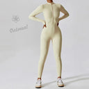 Elegant Nude Zipper Leotard High-Intensity Gym Jumpsuit Elegant Nude Zipper Leotard High-Intensity Gym Jumpsuit