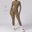 Elegant Nude Zipper Leotard High-Intensity Gym Jumpsuit Elegant Nude Zipper Leotard High-Intensity Gym Jumpsuit
