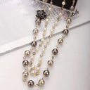 Vintage Lady Camellia Pearls Flower Long Necklace Chain Vintage Lady Camellia Pearls Flower Long Necklace Chain