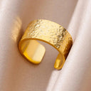 18K Gold Plated Stainless Steel Punk Couple Rings Trendy Band 18K Gold Plated Stainless Steel Punk Couple Rings Trendy Band