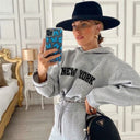 Womens 2 Pieces Suit Hooded Print Pullover Tracksuit Set Womens 2 Pieces Suit Hooded Print Pullover Tracksuit Set