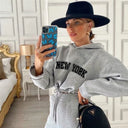 Womens Hooded Print Tracksuit Set Two Piece Pullover Womens Hooded Print Tracksuit Set Two Piece Pullover