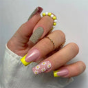 24 Pcs Square Head Coffin Pink Matte French Fake Nails Set 24 Pcs Square Head Coffin Pink Matte French Fake Nails Set