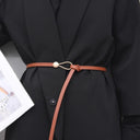 Luxurious Black Coffee Thin Knot Women's Leather Belt Luxurious Black Coffee Thin Knot Women's Leather Belt