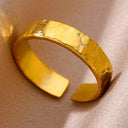 18K Gold Plated Stainless Steel Punk Couple Rings Trendy Band 18K Gold Plated Stainless Steel Punk Couple Rings Trendy Band