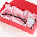 Pink Glass Women's Quartz Fashion Watch With Leather Band Pink Glass Women's Quartz Fashion Watch With Leather Band