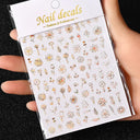 Celestial Gold Nail Art Sticker Set - Sun Moon Star Designs Celestial Gold Nail Art Sticker Set - Sun Moon Star Designs