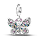 Silver Plated Charm: Pink Butterfly Flower Beads for Jewelry Silver Plated Charm: Pink Butterfly Flower Beads for Jewelry