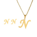 Fashion Stainless Steel Alphabet Initial Necklace Set For Women Fashion Stainless Steel Alphabet Initial Necklace Set For Women