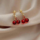 Sweet Cherry Charm Earrings Whimsical Korean Style Sweet Cherry Charm Earrings Whimsical Korean Style