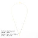 eManco Square Pendant Necklace Simple Fashion White Gold Steel eManco Square Pendant Necklace Simple Fashion White Gold Steel