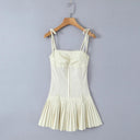 Beige Sexy Metal Hook Buttons Lace Mini Dress for Women Beige Sexy Metal Hook Buttons Lace Mini Dress for Women