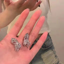 Liquid Silver Geometric Clip Earrings Y2K Punk Accessory Liquid Silver Geometric Clip Earrings Y2K Punk Accessory