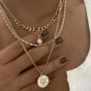 Vintage 18k Gold Pendant Layered Chain Necklace Set for Her Vintage 18k Gold Pendant Layered Chain Necklace Set for Her