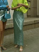 Sequin Maxi Skirt Glamorous High Waist Glitter Elegance Sequin Maxi Skirt Glamorous High Waist Glitter Elegance