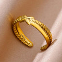 18K Gold Plated Stainless Steel Punk Couple Rings Trendy Band 18K Gold Plated Stainless Steel Punk Couple Rings Trendy Band