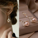 Imitation Pearl Flower Fringe Long Dangle Earrings For Women Party Jewelry Imitation Pearl Flower Fringe Long Dangle Earrings For Women Party Jewelry