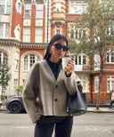 Chic Wool V Neck Coat For Women Elegant Office Jacket Chic Wool V Neck Coat For Women Elegant Office Jacket