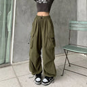 Y2K Parachute Black Pants Women Hippie Streetwear Cargo Trousers Y2K Parachute Black Pants Women Hippie Streetwear Cargo Trousers