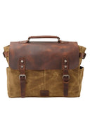 Classic Vintage Oil Waxed Canvas and Crazy Horse Leather Men’s Crossbody Briefcase Classic Vintage Oil Waxed Canvas and Crazy Horse Leather Men’s Crossbody Briefcase