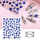 Marble Blue Nail Art Stickers Golden Wave Line Kit Set Marble Blue Nail Art Stickers Golden Wave Line Kit Set