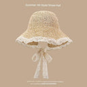 Straw Hat Japanese Style Hand Woven Womens Summer Lace Straw Hat Japanese Style Hand Woven Womens Summer Lace