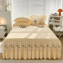 Lace Washed Cotton Bed Skirt Twin Queen Size Bedspread Set Lace Washed Cotton Bed Skirt Twin Queen Size Bedspread Set