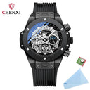 Black Silicone Moon Phase Chronograph Waterproof Watch Black Silicone Moon Phase Chronograph Waterproof Watch