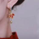 Vintage Red Maple Leaf Crystal Earrings for Timeless Elegance Vintage Red Maple Leaf Crystal Earrings for Timeless Elegance