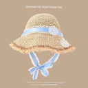Straw Hat Japanese Style Women's Hand-Woven Summer Lace Straw Hat Japanese Style Women's Hand-Woven Summer Lace
