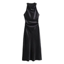 Satin Sleeveless Midi Dress for Women Summer 2026 Evening Party Satin Sleeveless Midi Dress for Women Summer 2026 Evening Party