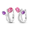 Zircon Heart Shaped Silver Earrings Elegant Gift for Women Zircon Heart Shaped Silver Earrings Elegant Gift for Women
