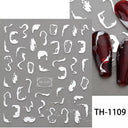 Marble Blue Nail Art Stickers Golden Wave Line Kit Set Marble Blue Nail Art Stickers Golden Wave Line Kit Set