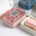 Leaf Shape Soap Dish: Automatic Drainage Shower Holder Blue Grey Leaf Shape Soap Dish: Automatic Drainage Shower Holder Blue Grey