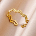 18K Gold Plated Stainless Steel Punk Couple Rings Trendy Band 18K Gold Plated Stainless Steel Punk Couple Rings Trendy Band