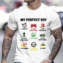 Men's T-Shirts My Perfect Day Gamer Cool Funny Video Game Tee Men's T-Shirts My Perfect Day Gamer Cool Funny Video Game Tee
