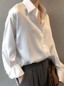 Autumn Vintage White Button Up Shirt Streetwear Blouse Autumn Vintage White Button Up Shirt Streetwear Blouse