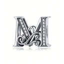 925 Sterling Silver Zircon Vine 26 Letters Pendants Bead 925 Sterling Silver Zircon Vine 26 Letters Pendants Bead