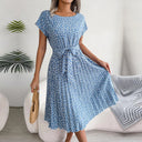 Floral Pleated High Waist Dress Chic Women's Fashion Piece Floral Pleated High Waist Dress Chic Women's Fashion Piece