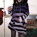 Gothic Striped Sweater: Edgy Punk Style for Women Gothic Striped Sweater: Edgy Punk Style for Women