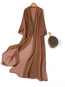 Women 100 Percent Natural Silk Long Top Kimono Cardigan Women 100 Percent Natural Silk Long Top Kimono Cardigan