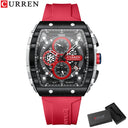 CURREN Men's Casual Quartz Watch with Rectangular Silicone Straps CURREN Men's Casual Quartz Watch with Rectangular Silicone Straps