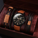 Luxury Brown Leather Men's Watch Set Stylish Timepiece Kit Luxury Brown Leather Men's Watch Set Stylish Timepiece Kit
