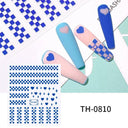 Marble Blue Nail Art Stickers Golden Wave Line Kit Set Marble Blue Nail Art Stickers Golden Wave Line Kit Set