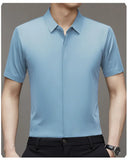 High End Mulberry Silk Men Short Sleeve Business Shirt High End Mulberry Silk Men Short Sleeve Business Shirt