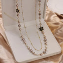 Vintage Lady Camellia Pearls Flower Long Necklace Chain Vintage Lady Camellia Pearls Flower Long Necklace Chain