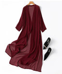 Women 100 Percent Natural Silk Long Top Kimono Cardigan Women 100 Percent Natural Silk Long Top Kimono Cardigan