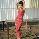 Ahagaga Deep V-neck Floral Dress Elegant Autumn Style Ahagaga Deep V-neck Floral Dress Elegant Autumn Style