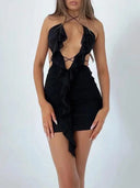 Black Backless Bodycon Dress Chic Streetwear for Party Glam Black Backless Bodycon Dress Chic Streetwear for Party Glam